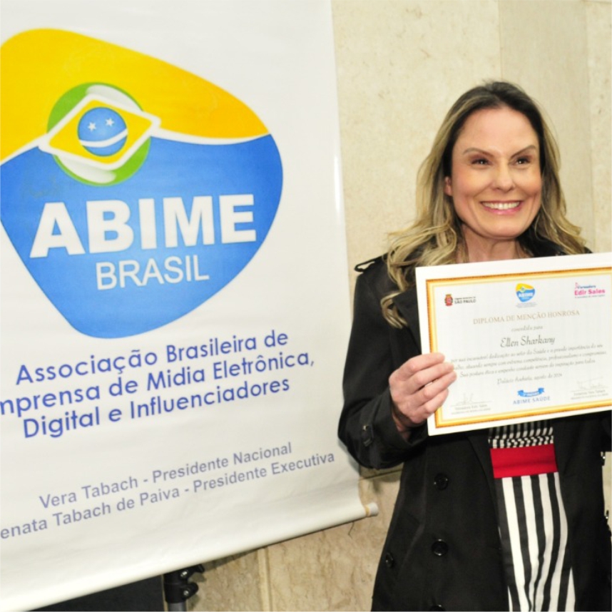 notícia ELLEN SHARKANY homenageada em evento da ABIME em São Paulo