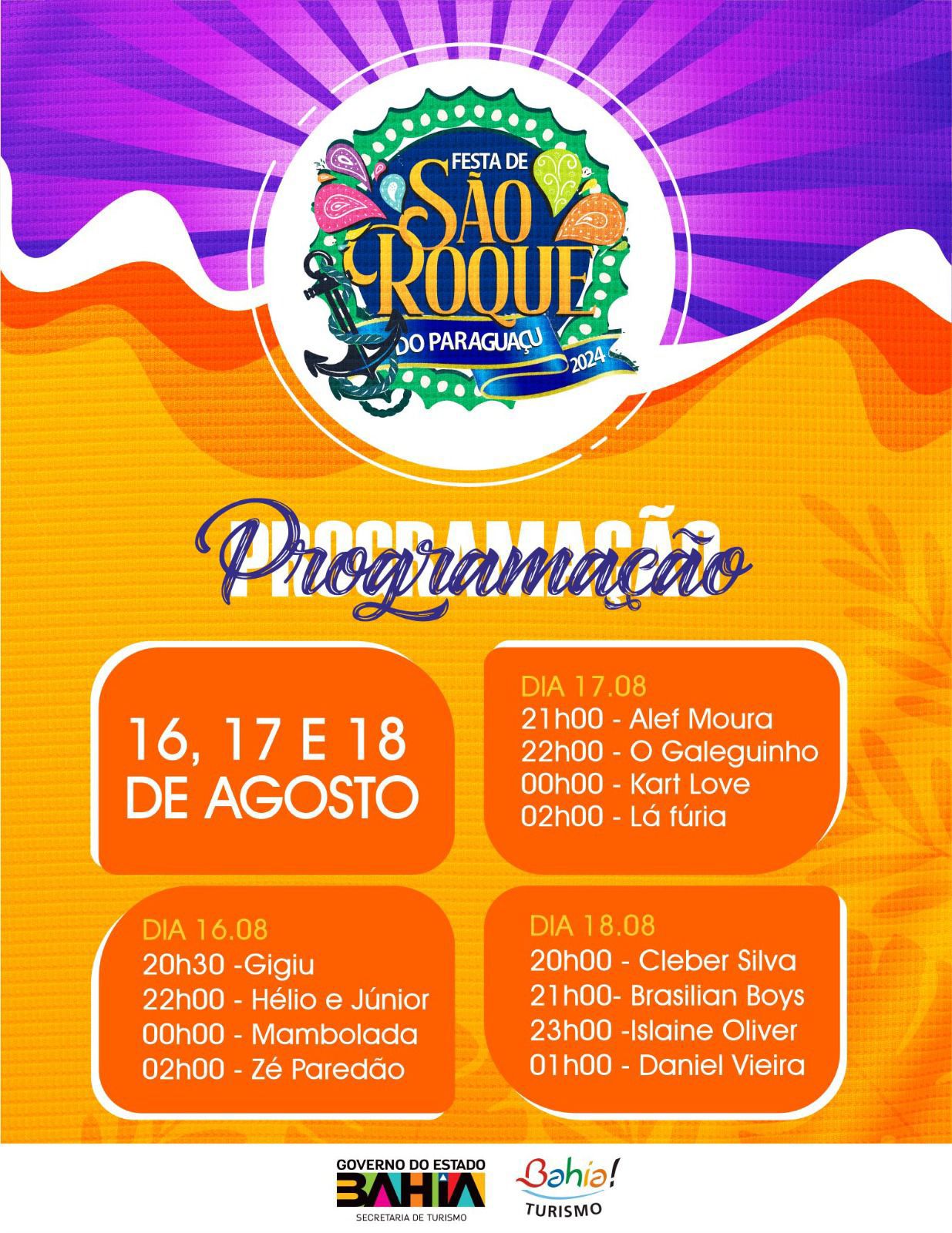 notícia Festa de São Roque do Paraguaçu, em Maragogipe, terá shows de Mambolada e Danniel Vieira