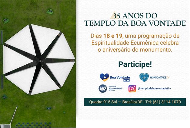 notícia Templo da Boa Vontade celebra seus 35 anos com uma programação especial para receber milhares de peregrinos