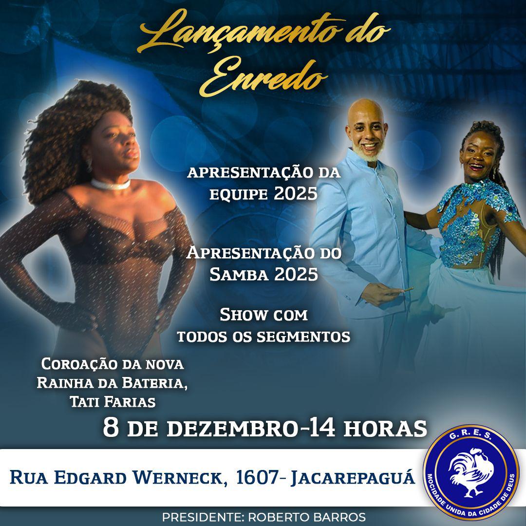 notícia Lançamento do Enredo, Equipe e Coroação da Rainha de Bateria Mocidade Unida Cidade de Deus