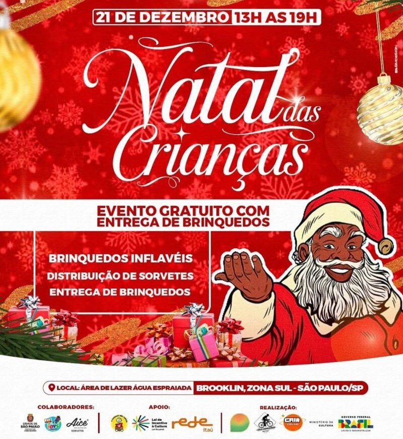 notícia Instituto Cria Conexões realiza festa de Natal para crianças na Espraiada, zona sul de São Paulo