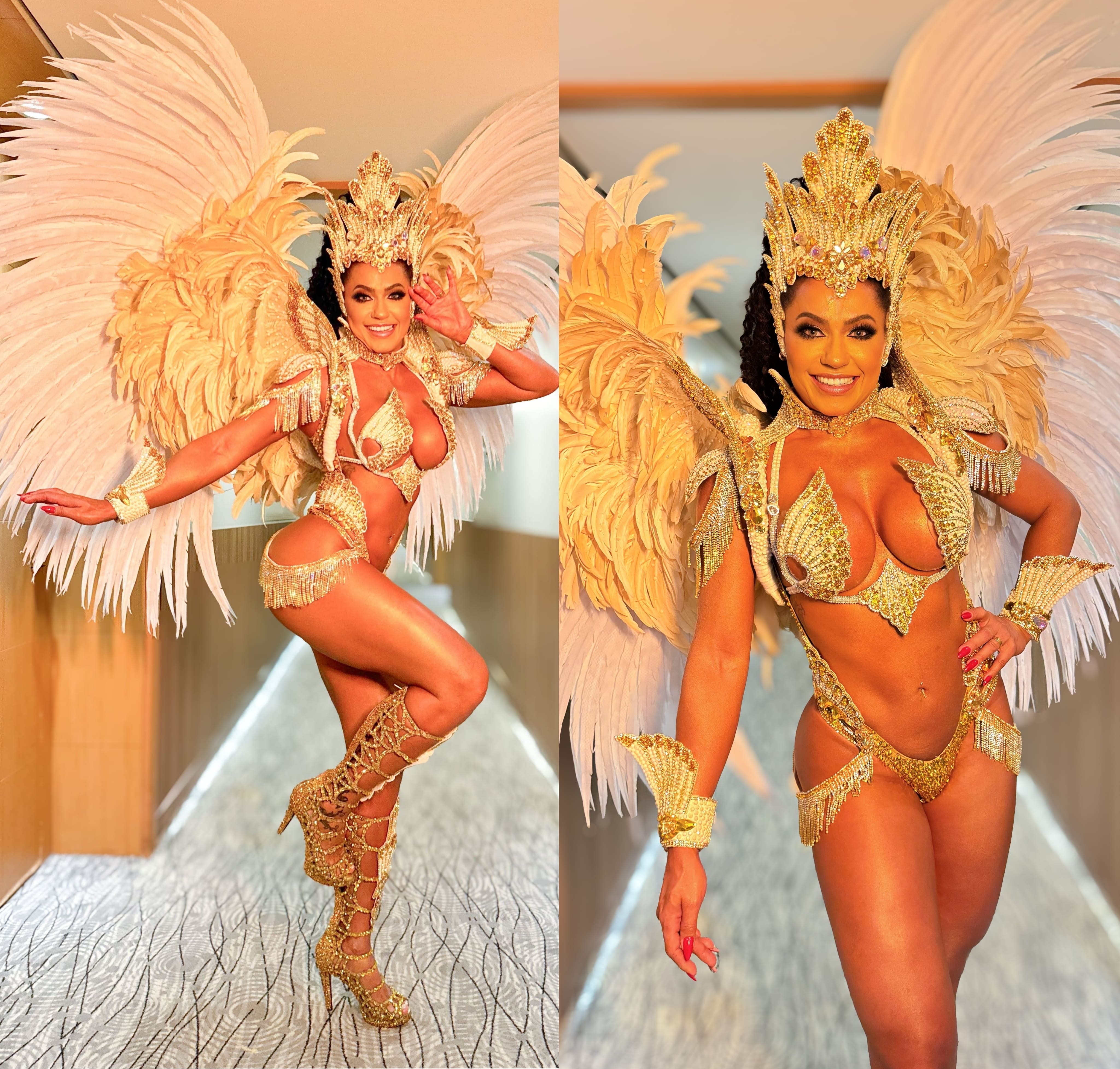 notícia Com brilho e glamour musa da Águia de Ouro Adriana Santos arrasa no carnaval de SP