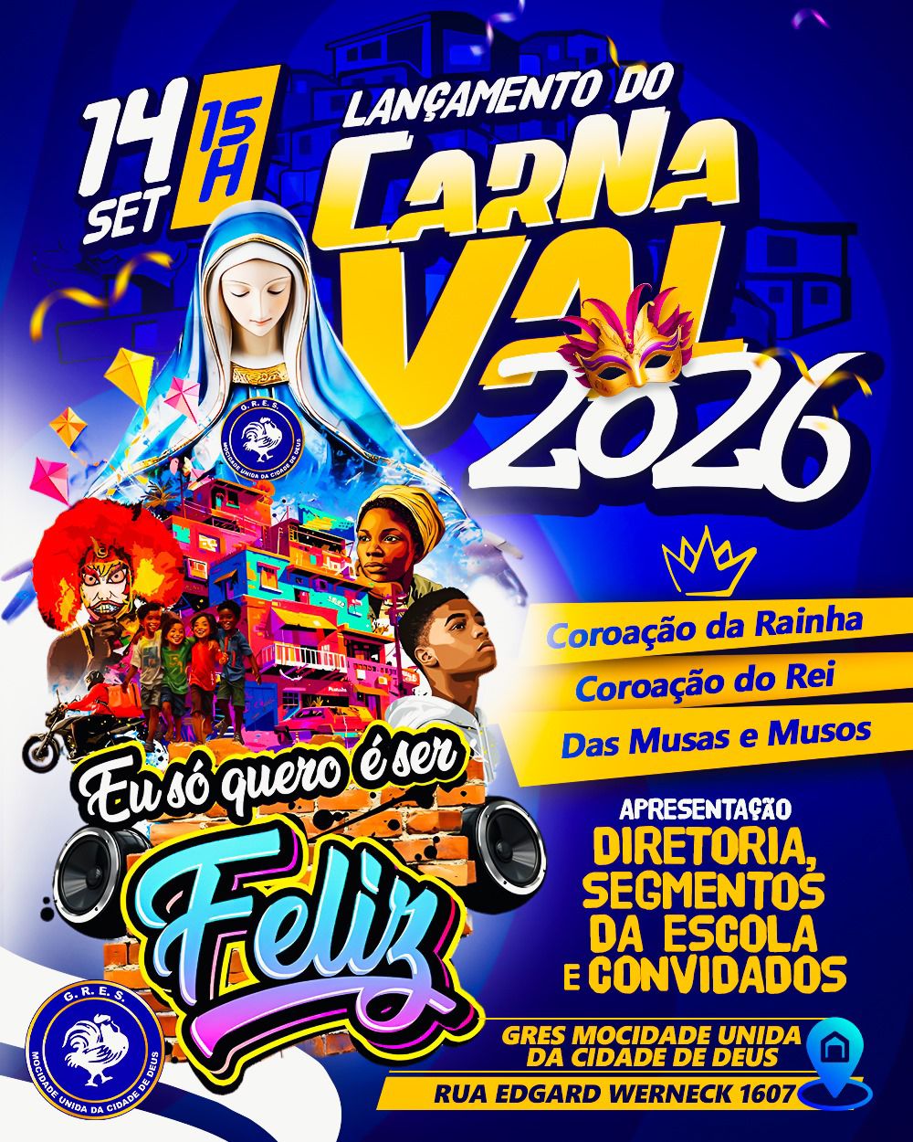 notícia Mocidade Unida Cidade de Deus anuncia enredo do Carnaval 2026: “Eu só quero ser feliz”