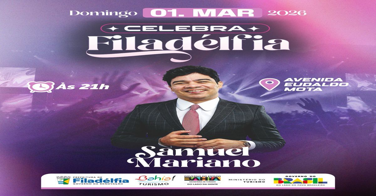 notícia Celebra Filadélfia acontece neste domingo (01) com participação do cantor Samuel Mariano