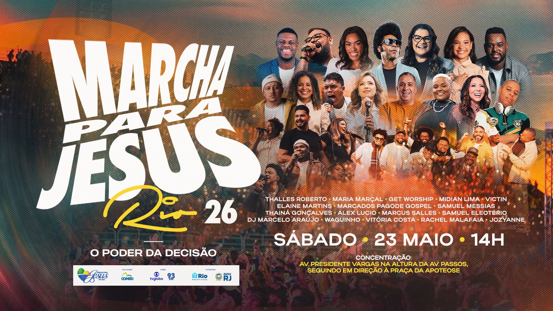 notícia 19ª edição da Marcha Para Jesus do Rio de Janeiro é confirmada para o dia 23 de maio