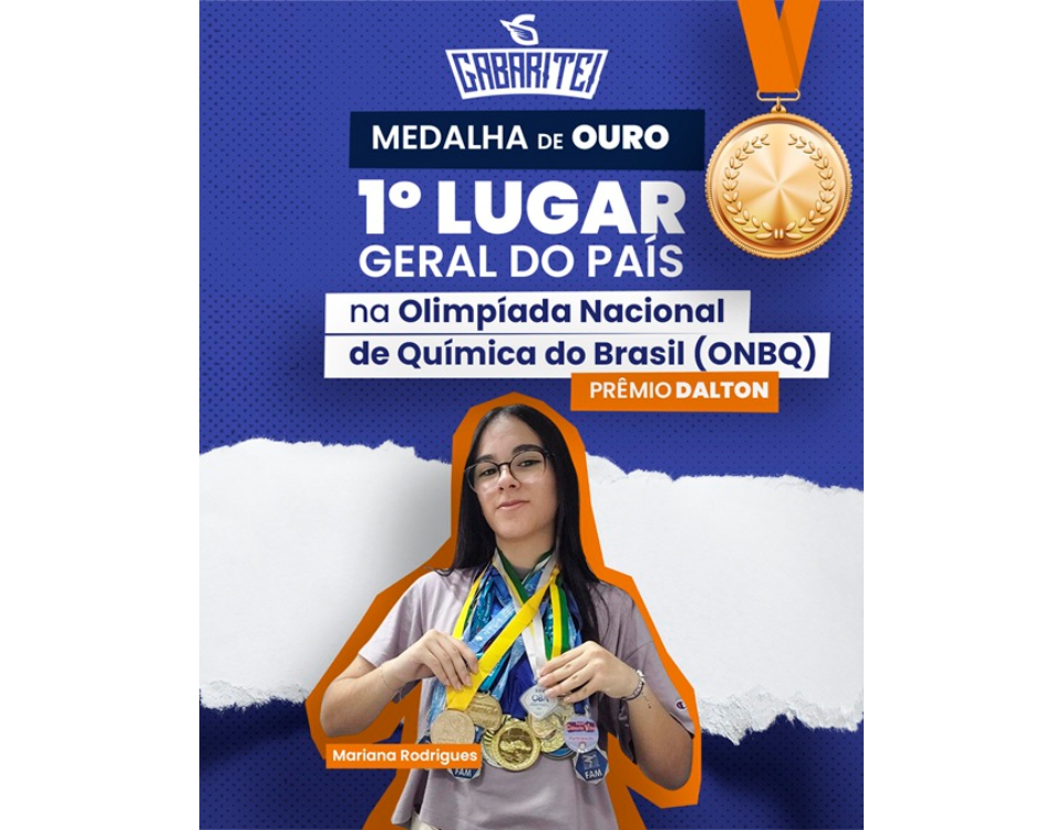 notícia Aluna do Gabarito Educação conquista 1º lugar do Brasil na Olimpíada Nacional de Química e recebe Prêmio Dalton