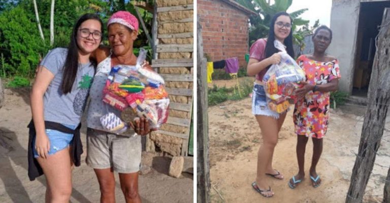 notícia Jovem troca festa de 15 anos por doação de cestas básicas a famílias necessitadas