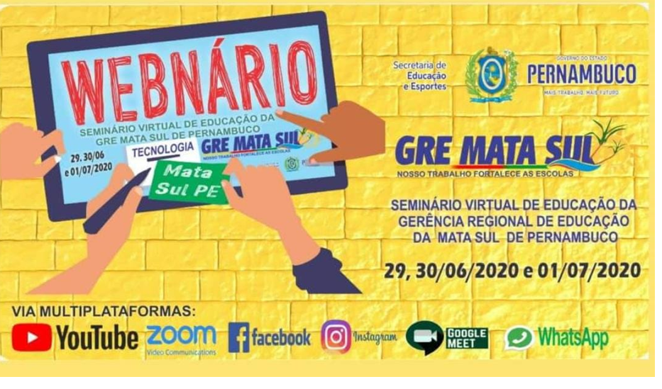 notícia I Seminário Virtual de Educação da GRE Mata Sul-PE