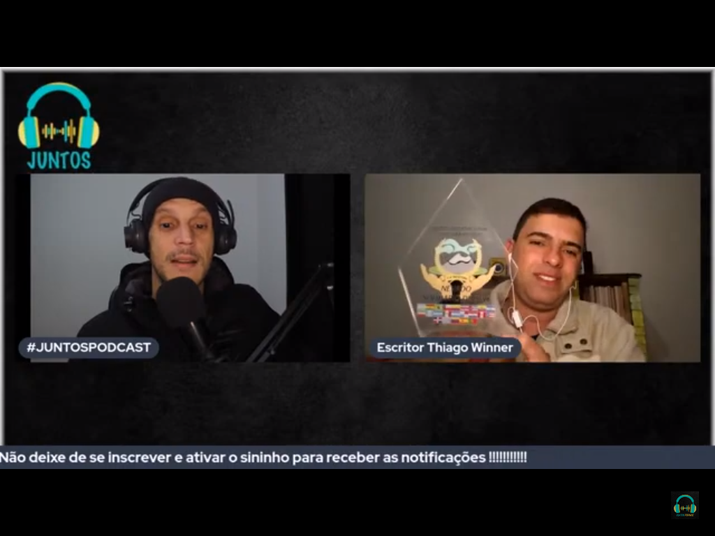 notícia Escritor/Poeta Thiago Winner participou de um bate papo no JUNTOS PODCAST. Confira a entrevista