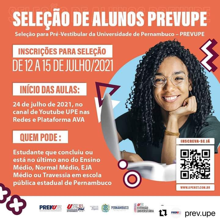 notícia  OPORTUNIDADE: ABERTAS AS INSCRIÇÕES PARA O PREVUPE 2021: SÃO 10,2 MIL VAGAS PARA 43 MUNICÍPIOS