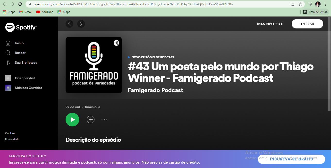 notícia Escritor/Poeta Thiago Winner foi entrevistado no Famigerado Podcast - Curitiba/PR