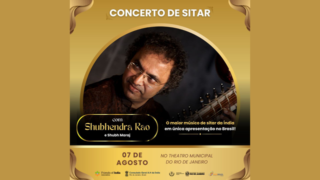 notícia Associação Amigos da Índia convida para os 75 anos de Independência da Índia com o concerto único de Sitar com Shubhendra Rao, discípulo de Ravi Shankar, no Theatro Municipal