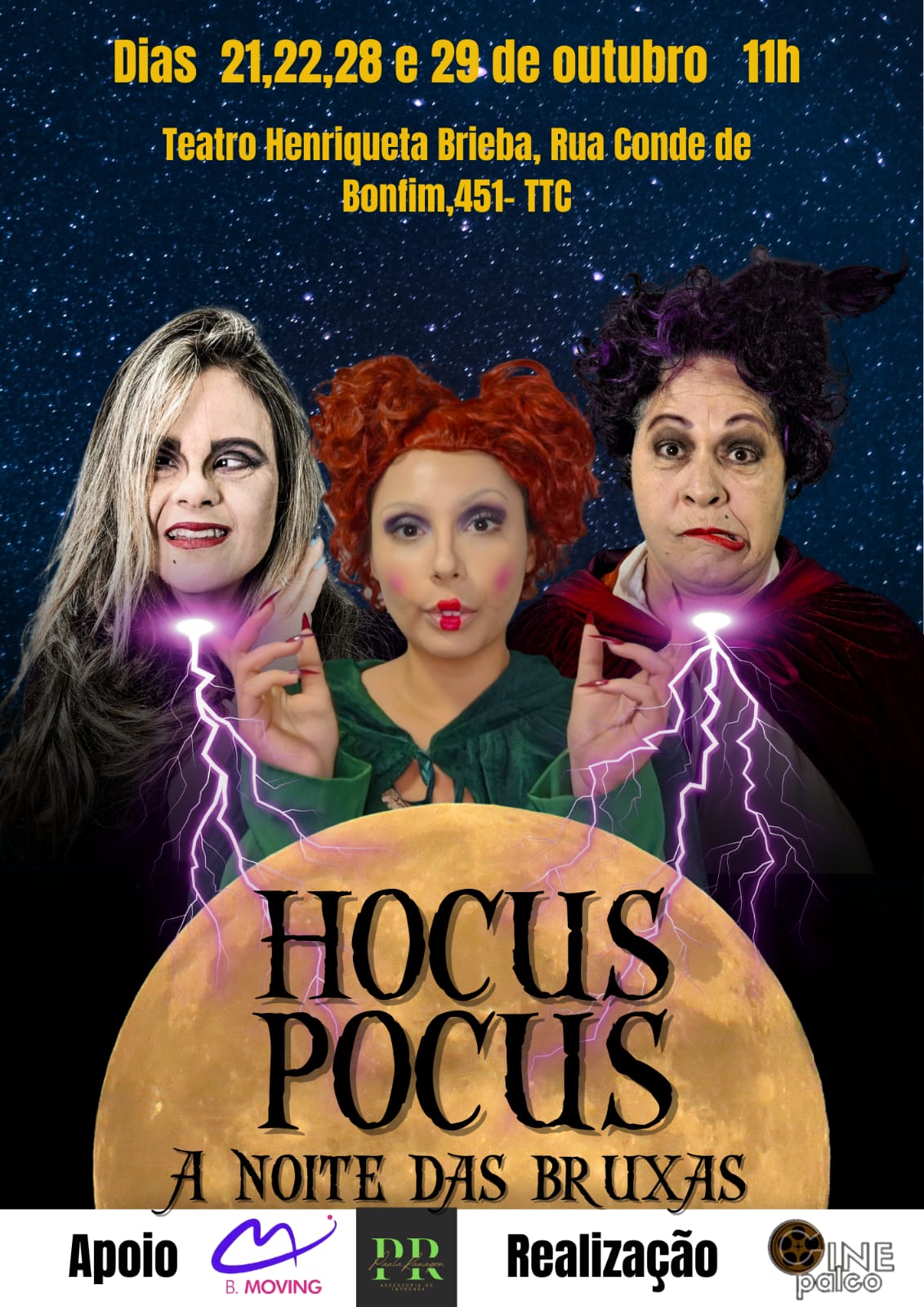 notícia O CinePalco apresenta a peça 'Hocus Pocus, A Noite das Bruxas', baseada no clássico da cultura pop da Disney, para encantar o Halloween de todas as idades.