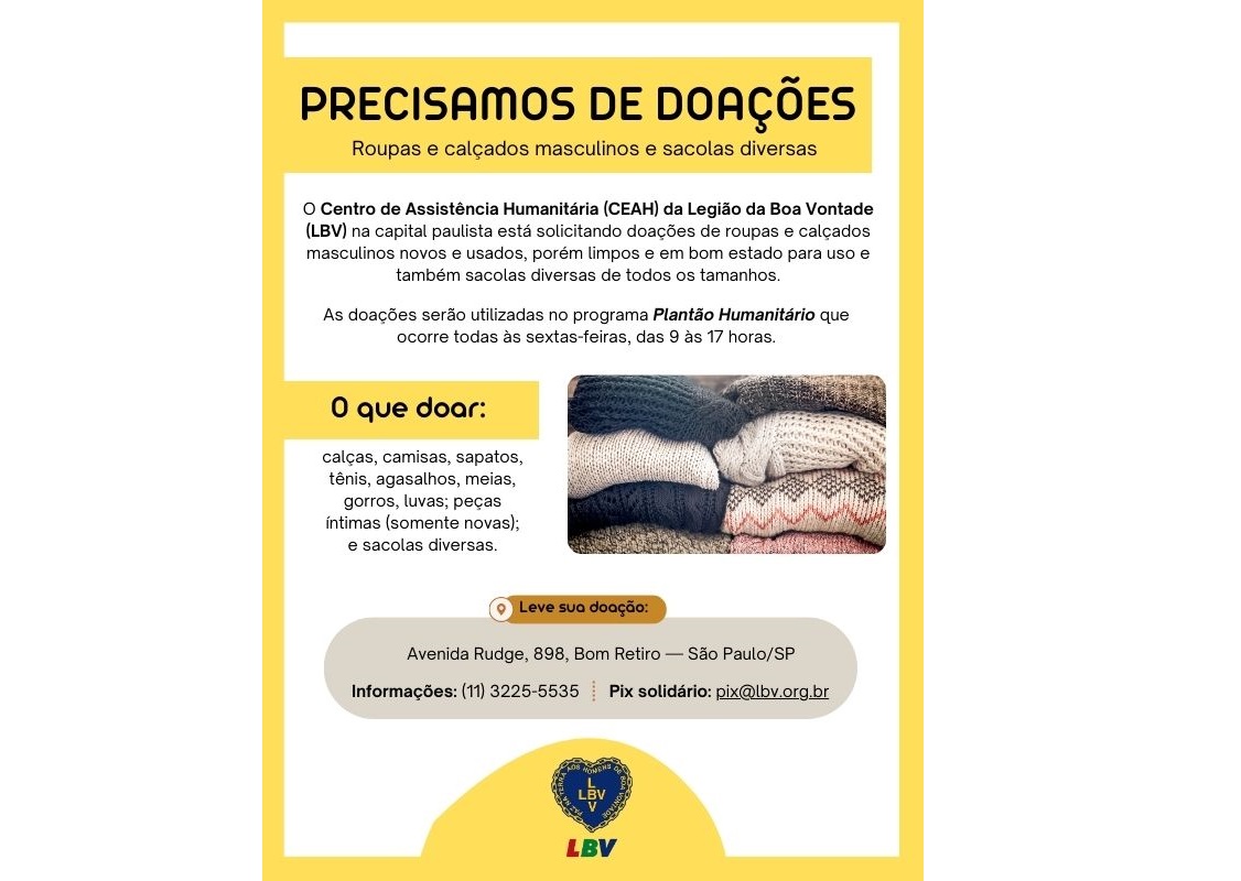 notícia Doações de Ropas