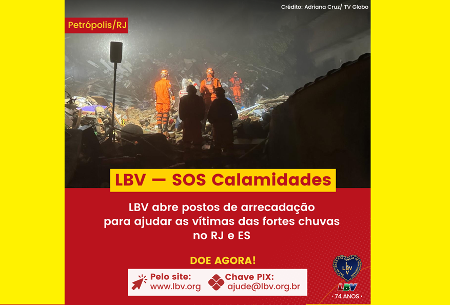 notícia LBV mobiliza doações para vítimas das chuvas no RJ e no ES