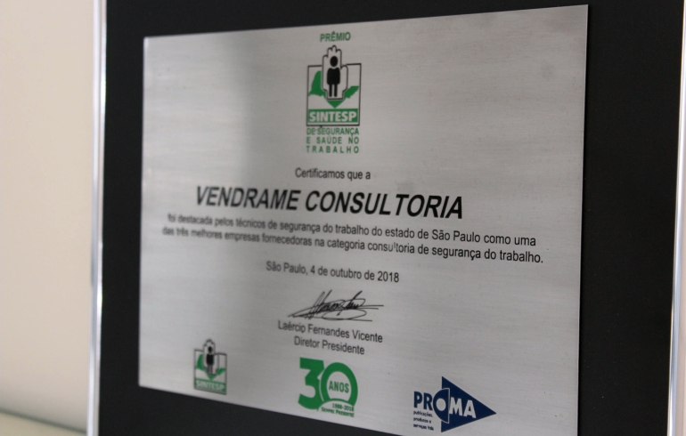 noticia Projetos desenvolvidos pela Vendrame são reconhecidos pelo Sindicato dos Técnicos de Segurança do Trabalho no Estado de São Paulo 