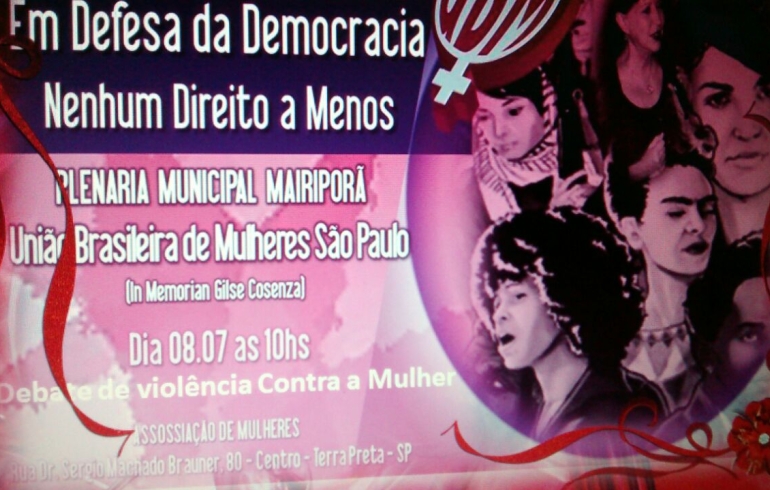 noticia Dia 08/07 Debate de violência contra a mulher em Terra Preta - SP