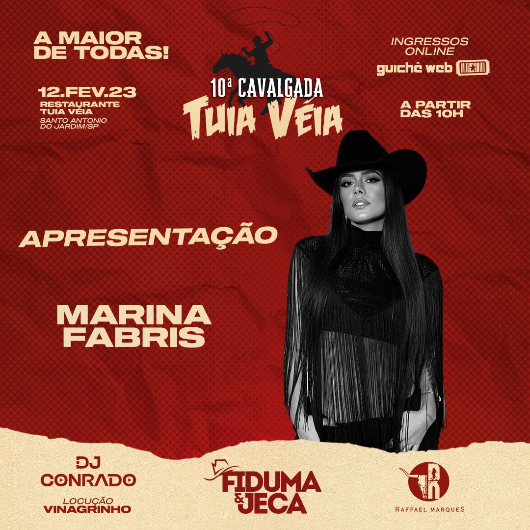 artigo 10ª Cavalgada do Tuia Véia, organizada por Marina Fabris, acontece neste domingo