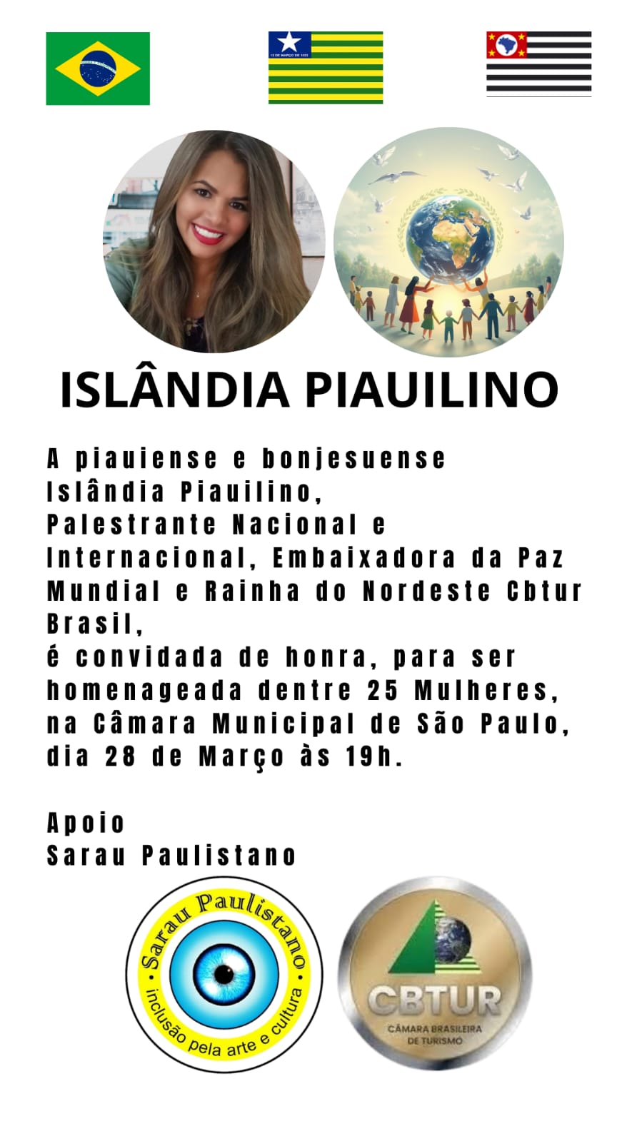 artigo A palestrante Islândia Piauilino será homenageada na Câmara Municipal de São Paulo/SP