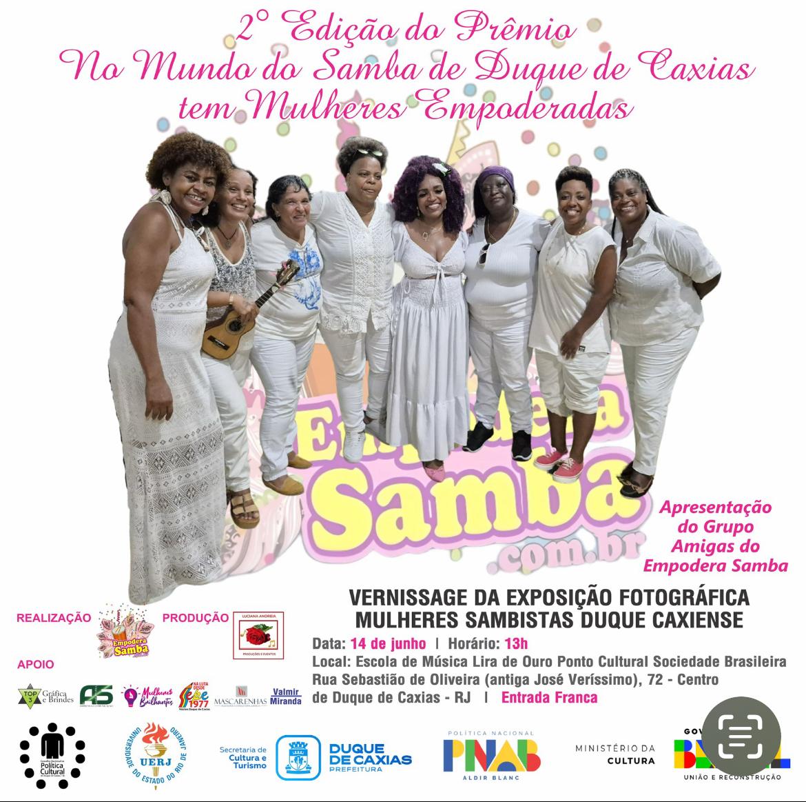 artigo Empodera Samba celebra 7 anos com a 2ª Edição do Prêmio “No Mundo do Samba de Duque de Caxias Tem Mulheres Empoderadas” 