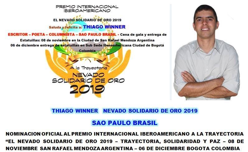 artigo Escritor e poeta Thiago Winner representará o Brasil no evento Prêmio Internacional Ibero-americano à trajetória 