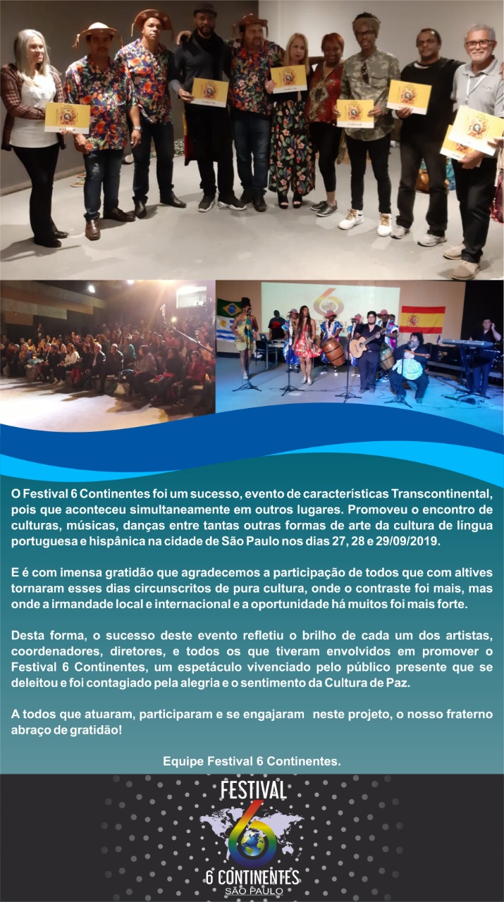 artigo Festival 6 continentes: evento que agitou Sampa, nos dias 27, 28 e 29 de Setembro