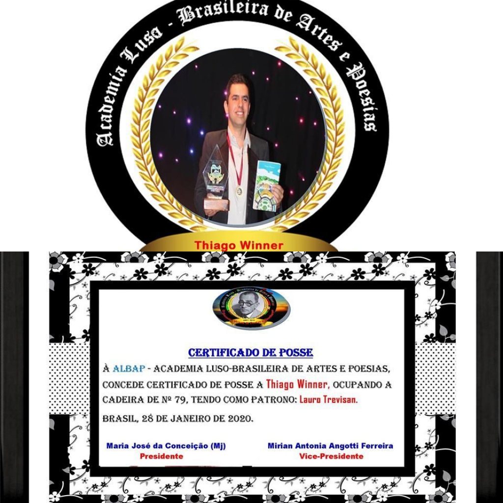 artigo O escritor e poeta Thiago Winner  é nomeado como acadêmico na ALBAP (Academia Luso-Brasileira de Artes e Poesias)
