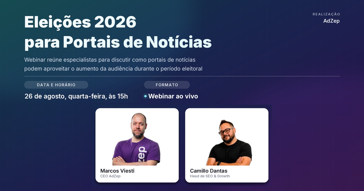 noticia Título:  Webinar gratuito aborda retenção de audiência em portais de notícias durante as Eleições 2026