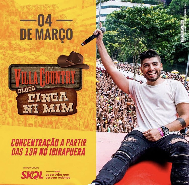 noticia Cantor sertanejo Felipe Ossani é atração do Bloco Pinga Ni Mim do Villa Country hoje em São Paulo