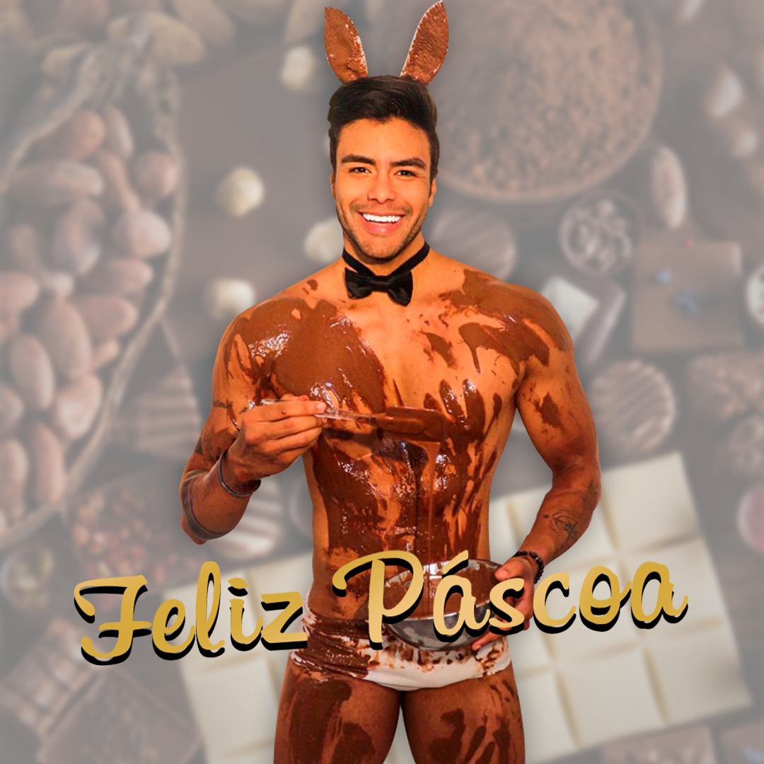 noticia Feliz Páscoa: Mister Brasil Antony Marquez posa com o corpo lambuzado de chocolate