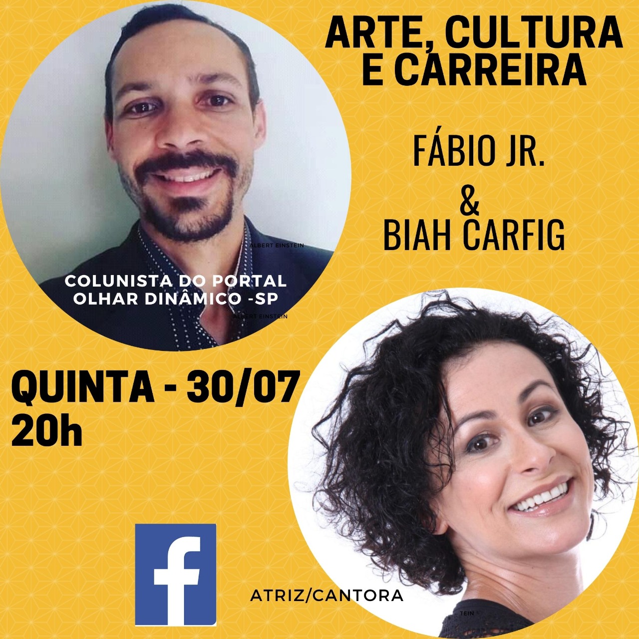 noticia Colunista do Portal Olhar Dinâmico entrevista:  Atriz e Cantora  BIAH CARFIG  