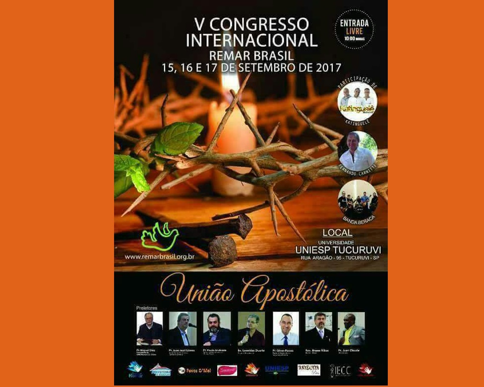 noticia DIAS: 15, 16 E 17 DE SETEMBRO: V CONGRESSO INTERNACIONAL REMAR BRASIL 