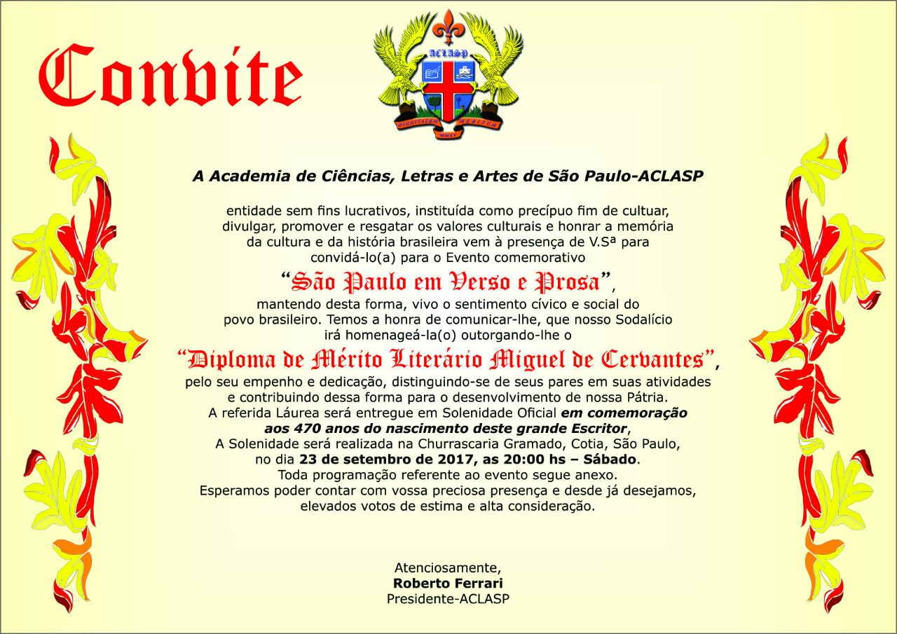 noticia Artista Plástico e Poeta Marco A. Alvarenga receberá Diploma da Academia de Ciências, Letras e Artes de São Paulo