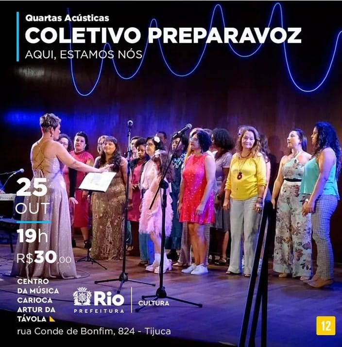 noticia Andréia Pedroso e coletivo PreparaVoz cantam Rita Lee, Gal Costa e Milton Nascimento no Sarau do Centro da Música Carioca Artur da Távola, no dia 25.10 (quarta), 19h.