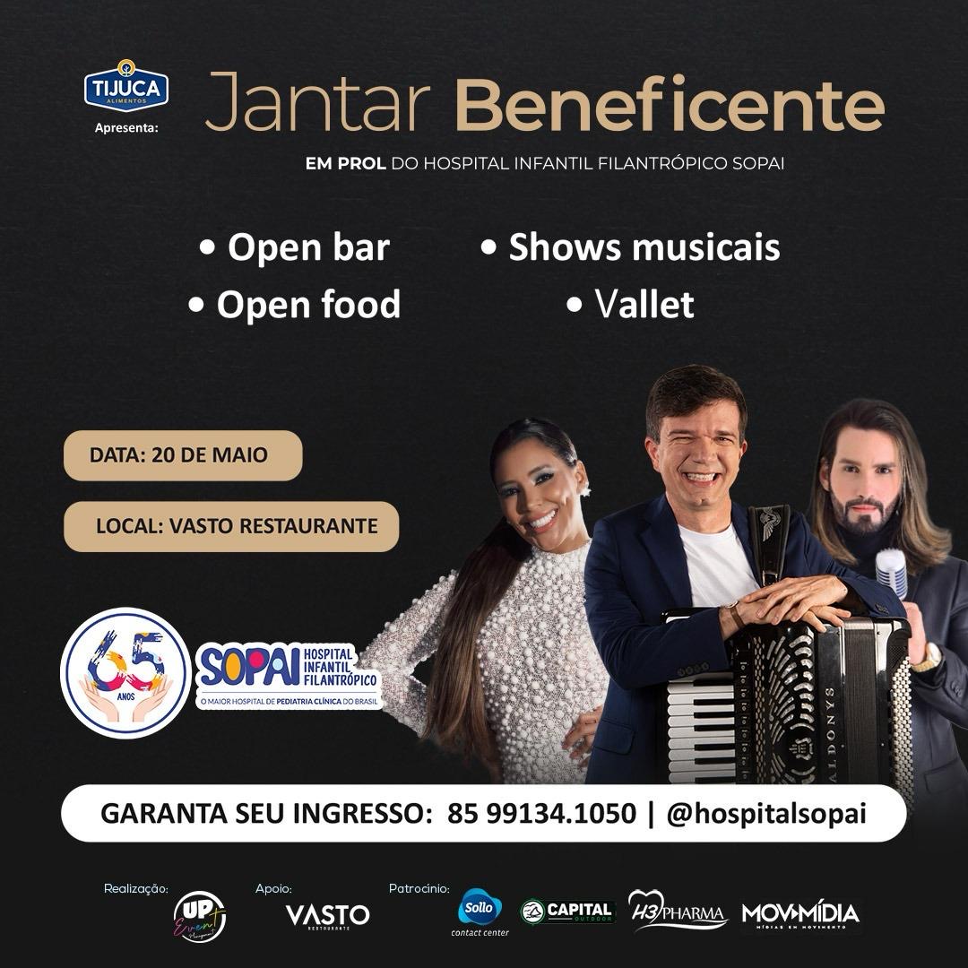 noticia Jantar Beneficente em homenagem aos 65 anos do Hospital Infantil Filantrópico SOPAI terá shows Waldonys e Philipe Dantas no Vasto Restaurante